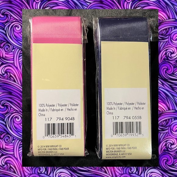 Pink & Navy Satin Blanket Binding - Picture 3 of 5